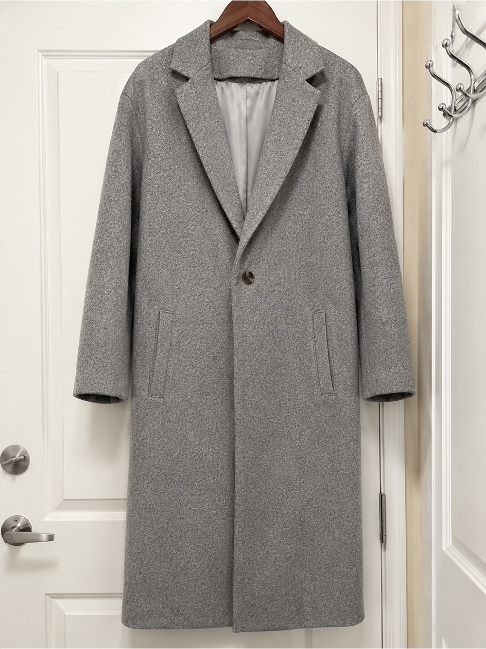 Gray Long Coat | Minimalist Winter Coat | Size Small